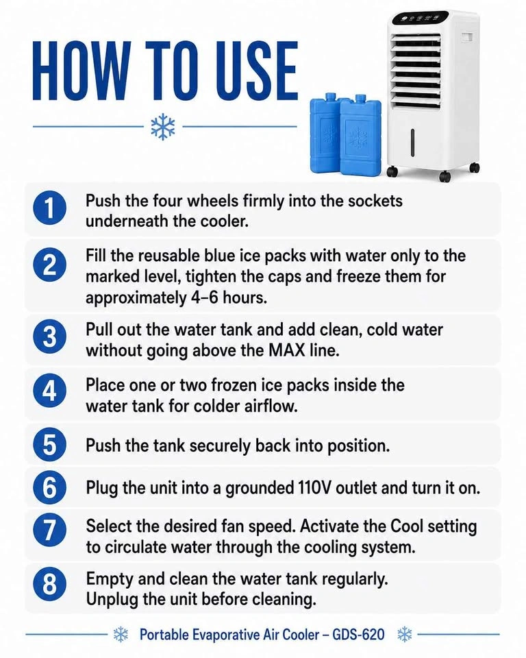 Portable Evaporative Air Cooler – 12L Tank - photo 5