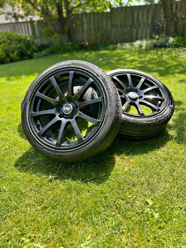17 Inch Black DAI Rims | 5x114.3 | 215/45 R17 Tires