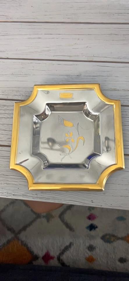 Gold and Silver Floral Serving Tray