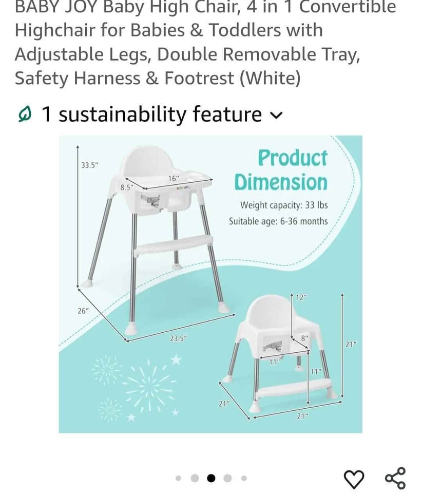 Babyjoy 4-in-1 Convertible Baby High Chair - photo 4