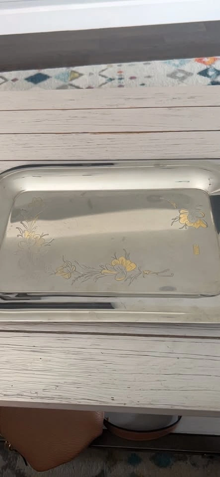 Silver Serving Tray with Gold Accents - photo 2
