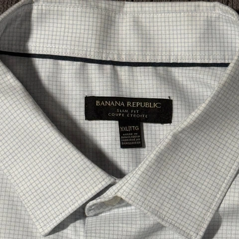 Banana Republic Linen Dress Shirt Size XXL - White/Blue - photo 3