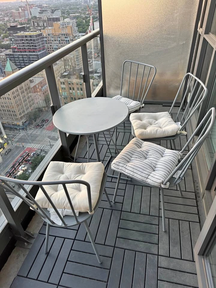 Outdoor 4 chairs with cushions and tables
