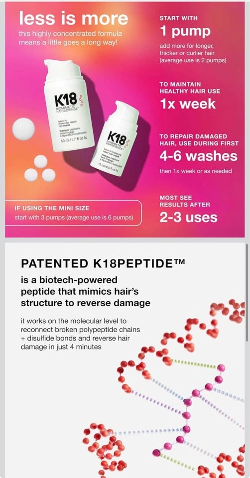 K18 Biomimetic Hairscience 50 ML Leave-In Molecular Repair Mask - photo 4