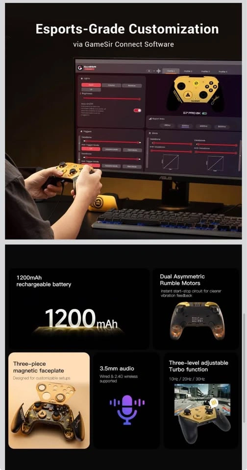 GameSir G7 Pro 8K Wireless Controller PC TMR Hall Effect - photo 4