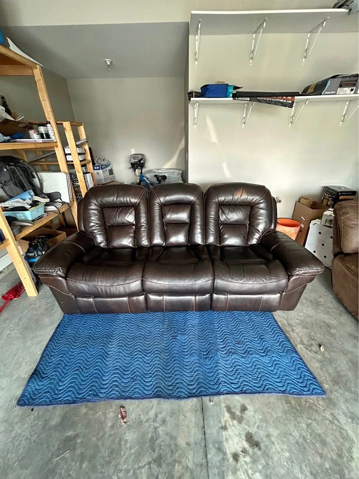 3-Seat Dark Brown Leather Power Reclining Sofa