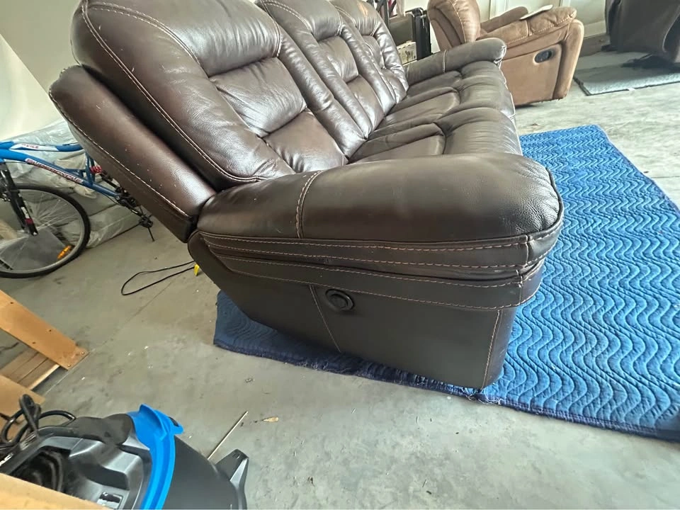 3-Seat Dark Brown Leather Power Reclining Sofa - photo 2