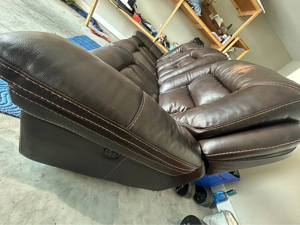 3-Seat Dark Brown Leather Power Reclining Sofa - photo 3