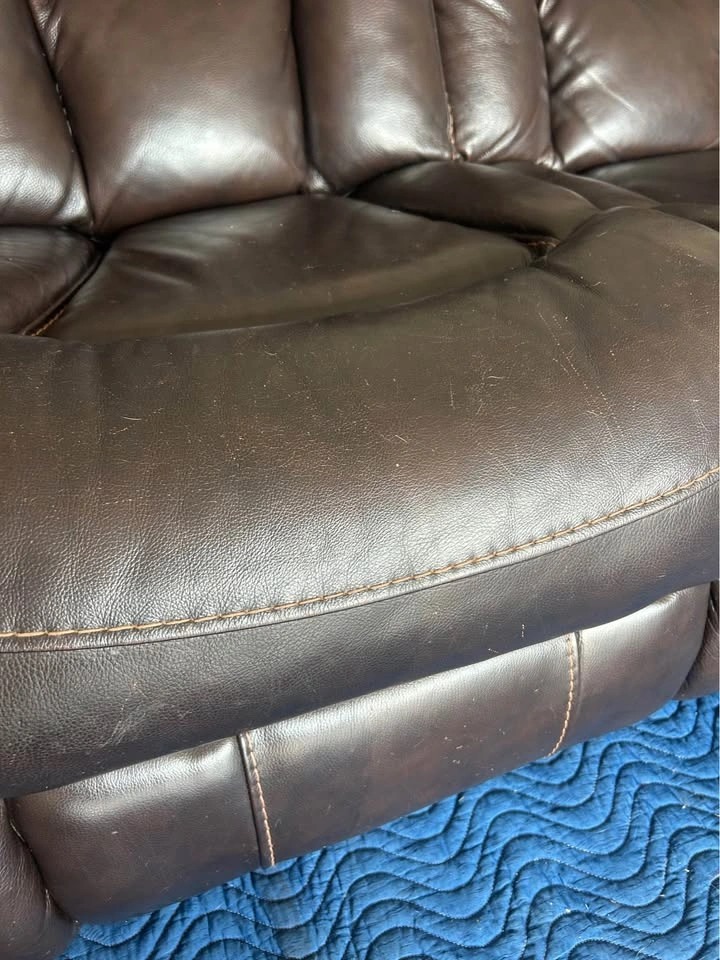 3-Seat Dark Brown Leather Power Reclining Sofa - photo 5