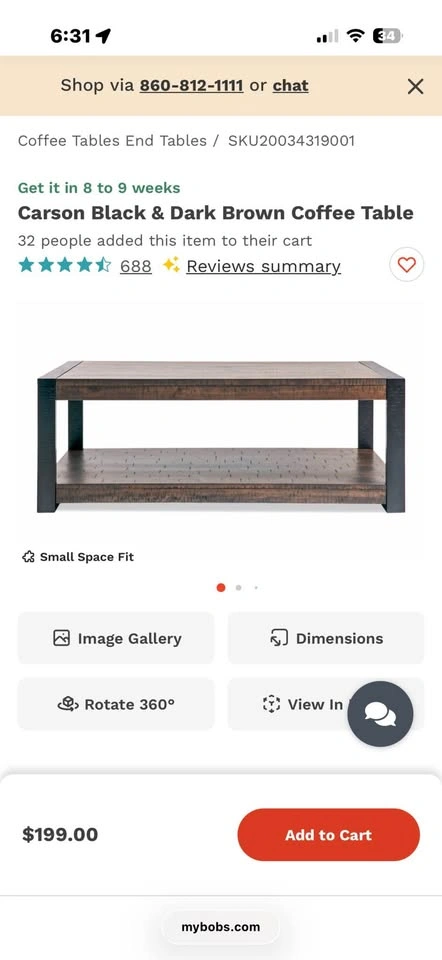 Bob’s Carson Black & Dark Brown Coffee Table, $100 OBO - photo 2