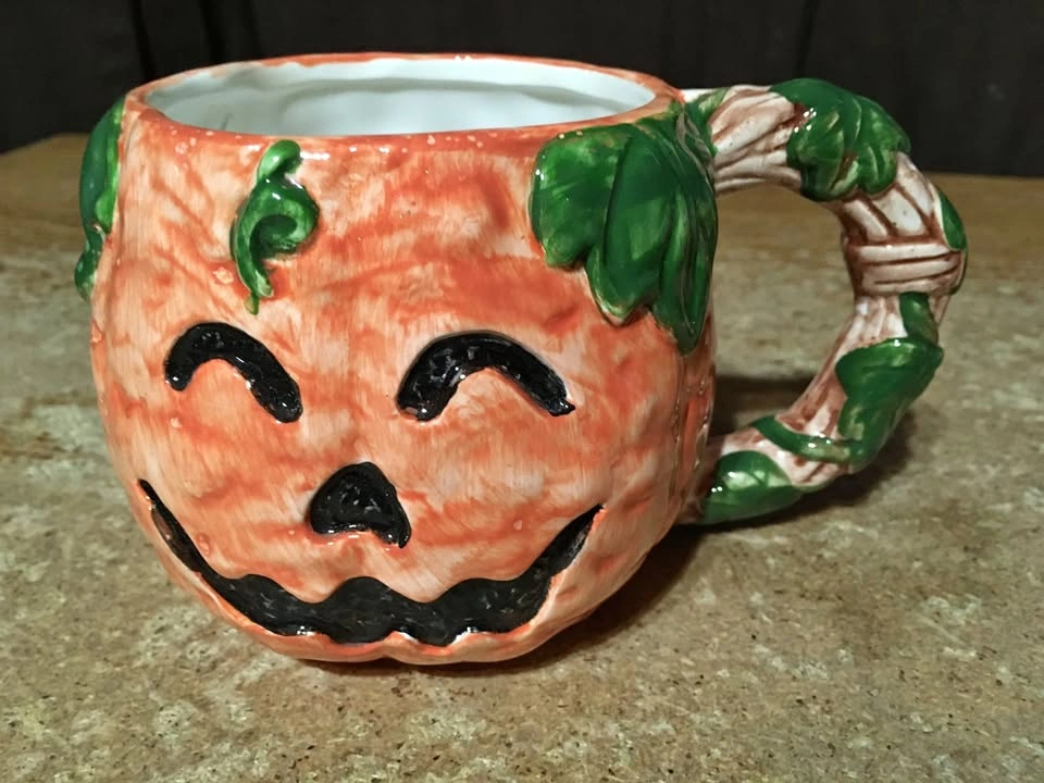 LEFTON CHINA CERAMIC PUMPKIN COFFEE MUG CUP