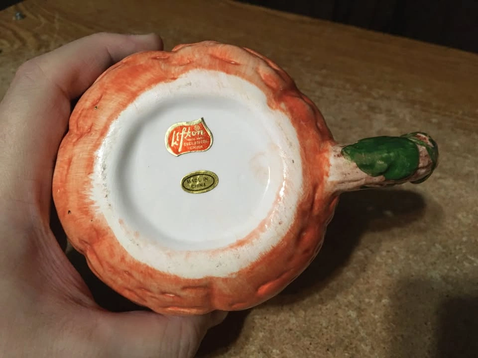 LEFTON CHINA CERAMIC PUMPKIN COFFEE MUG CUP - photo 5
