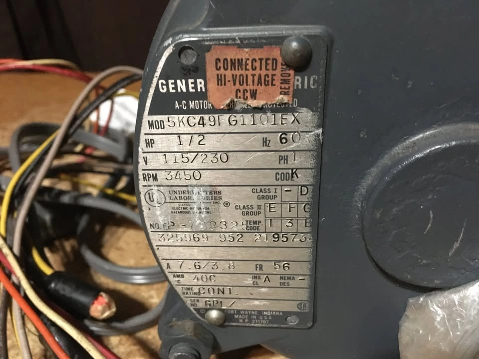 GENERAL ELECTRIC 5KC49FG11C1E MOTOR 0.5 HP 230 V 3450 RPM - photo 2