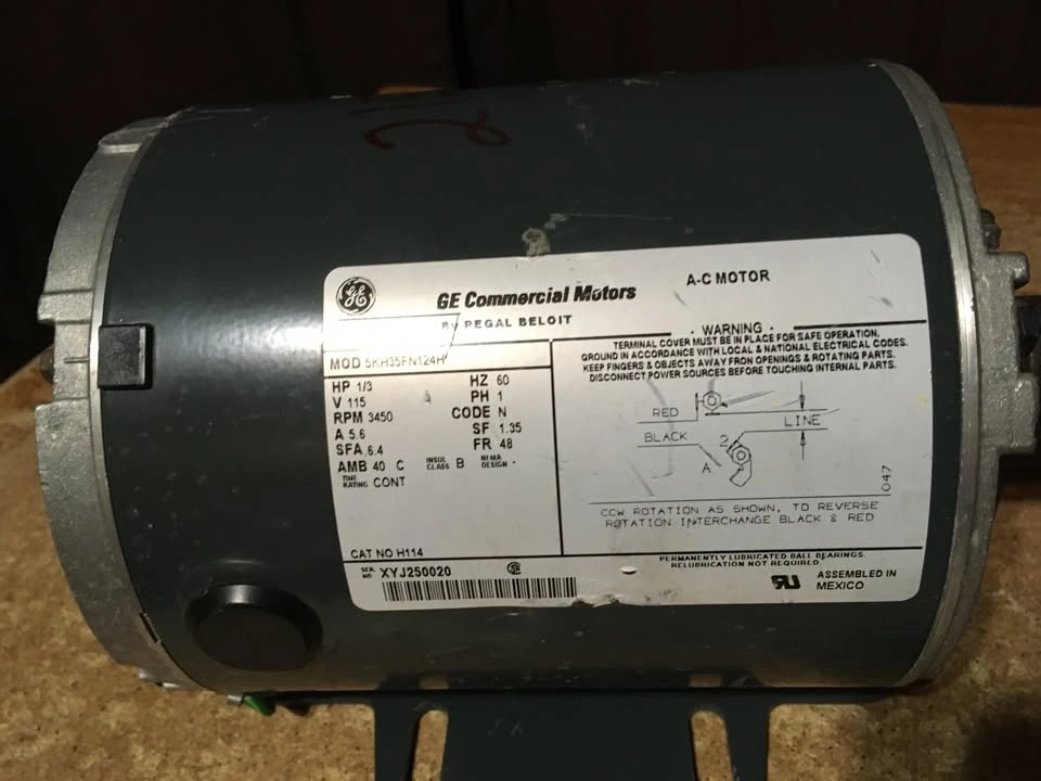 GENERAL ELECTRIC 5KH35FN124H Motor 0.33 HP 3600 RPM - photo 3