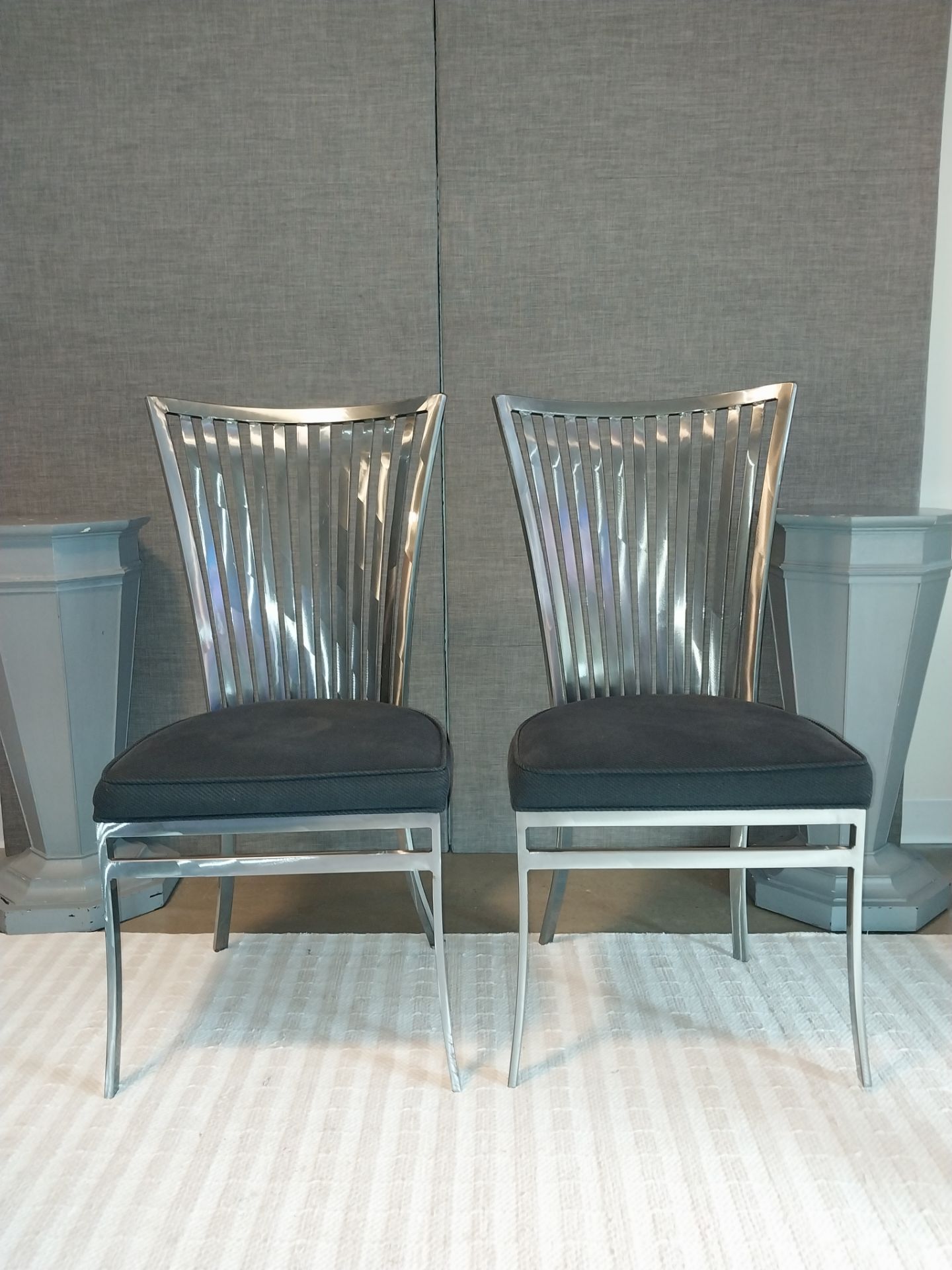 Johnston Casuals Platinum Steel Dining Chairs – Set of 2