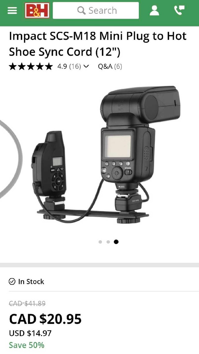Remote Flash sync cable- Impact SCS m18, 2 cable set