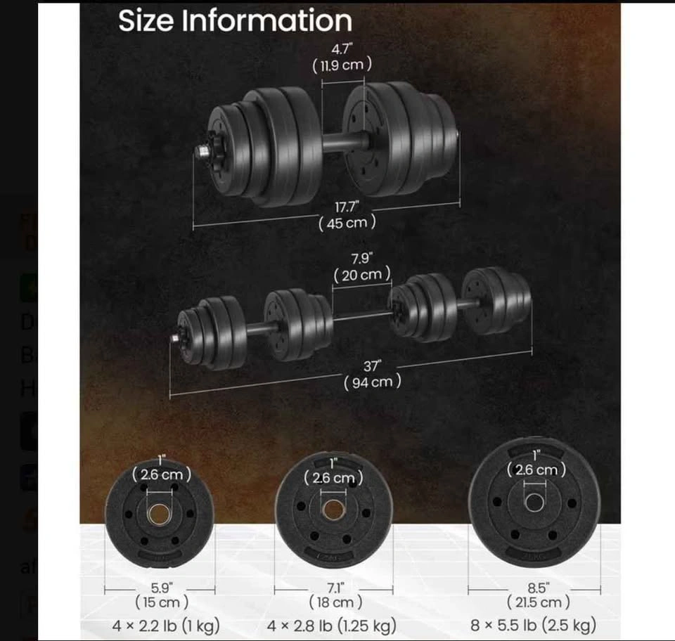 66Lb Brand new 2-in-1 Dumbbell/Barbell Weight Set - photo 3