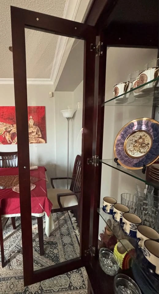 Large Wood China Cabinet with Wine Rack - photo 3
