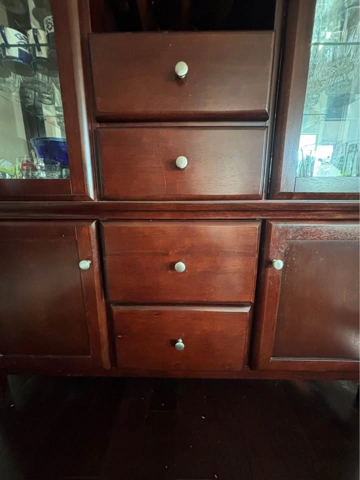 Large Wood China Cabinet with Wine Rack - photo 4