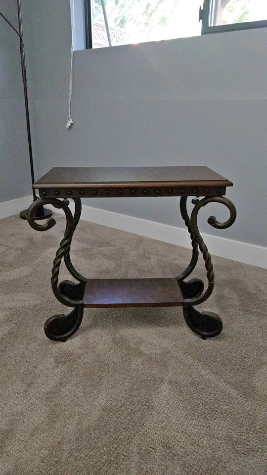 Wood Side Table with Metal Legs