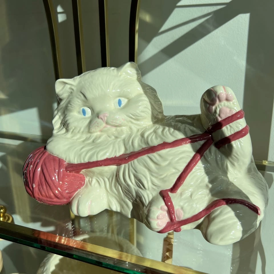 Vintage Ceramic White Persian Cat - photo 2
