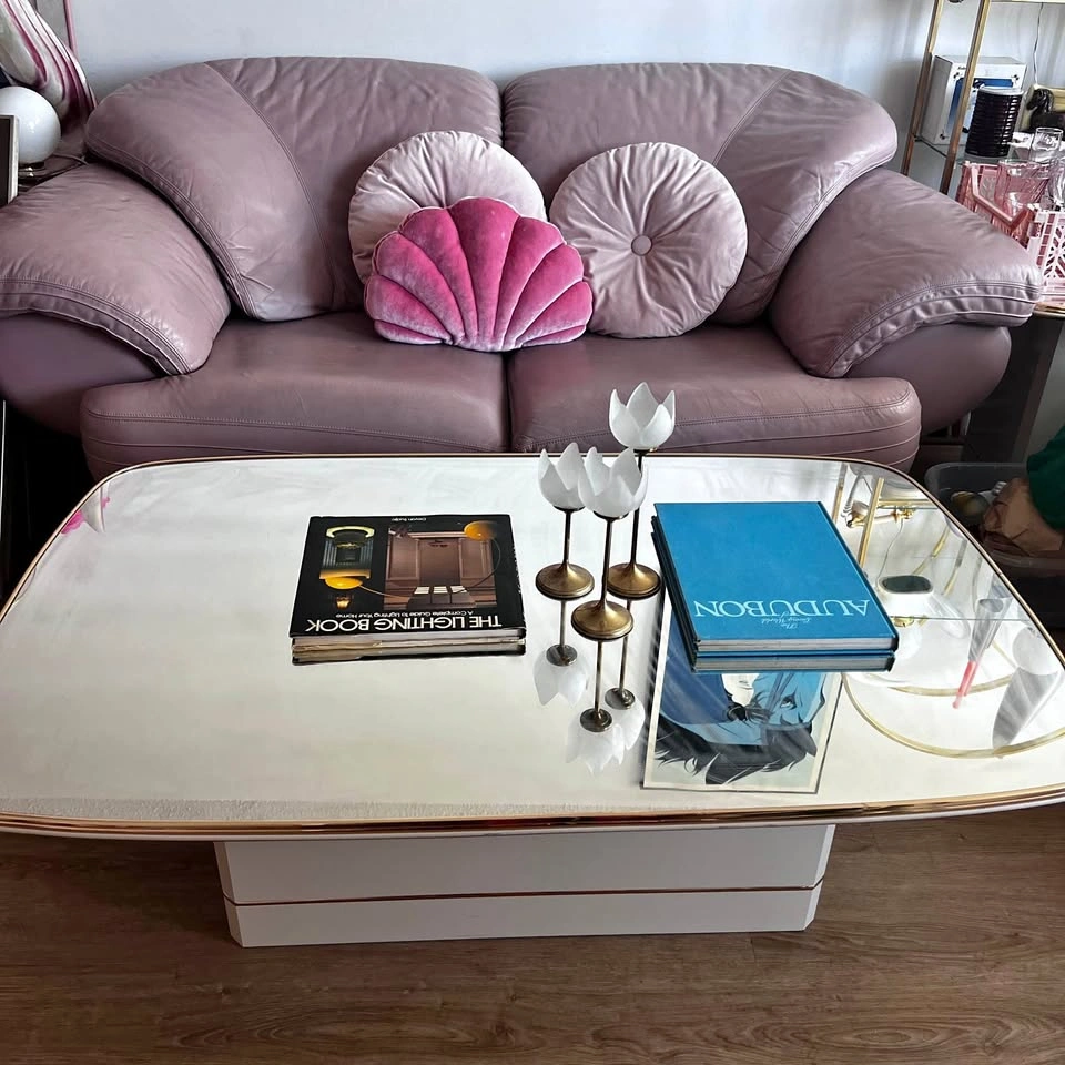 Moving Sale! Dusty Pink Leather Sofa