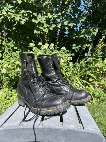 Vintage Red Wing Logger Boots Vibram Sole Black Leather 11.5/12