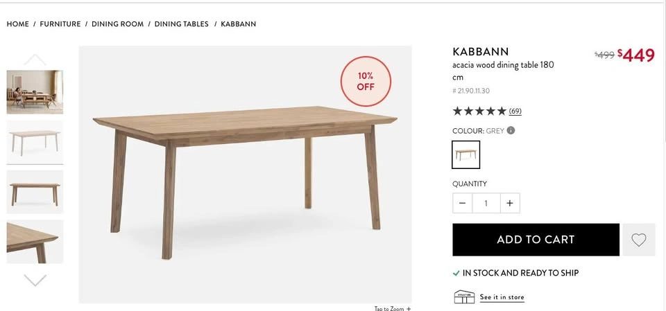 Structube KABBANN Dining Table - Acacia Wood, 180cm - photo 5