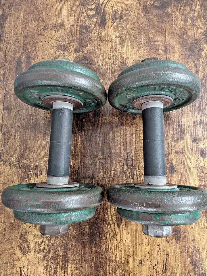 Vintage York Barbell Dumbbell Set - 38 lbs Total