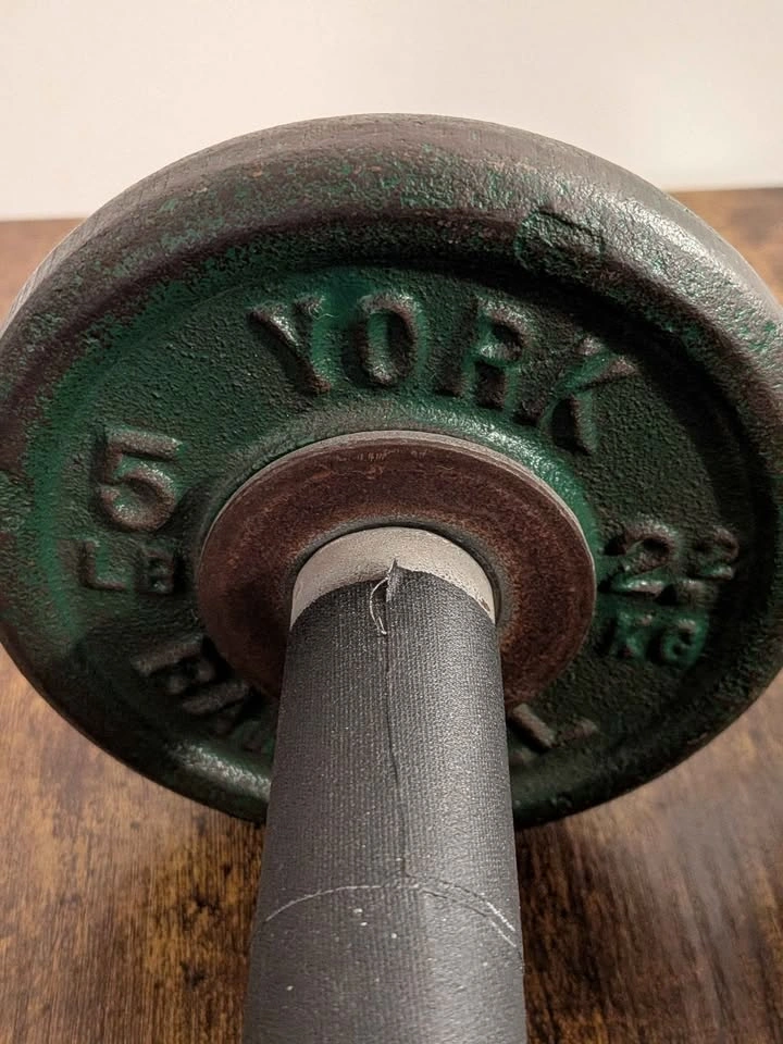 Vintage York Barbell Dumbbell Set - 38 lbs Total - photo 2