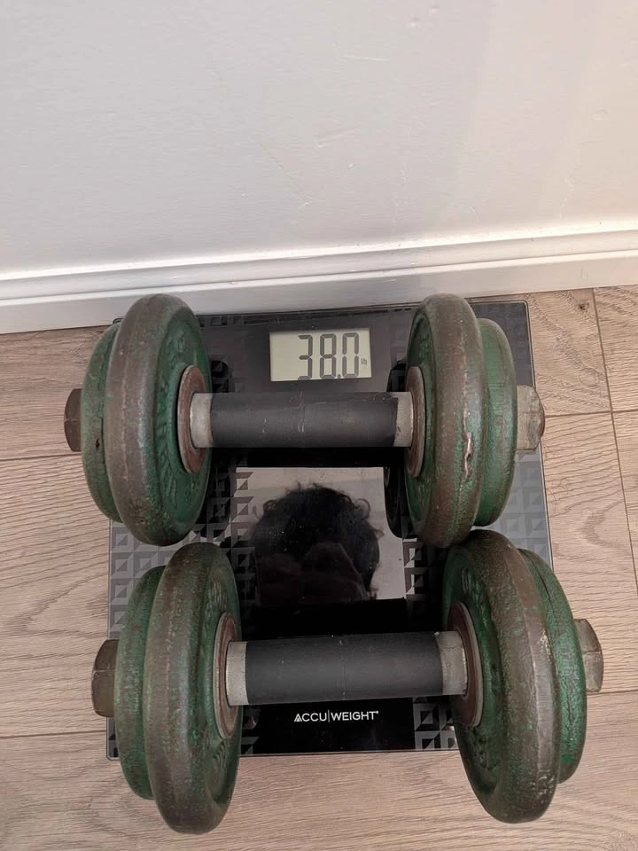 Vintage York Barbell Dumbbell Set - 38 lbs Total - photo 5