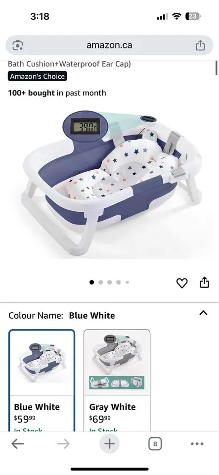 Collapsible baby bathtub with baby cushion and ear cap