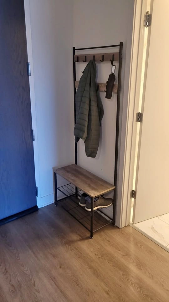 Coat and Shoe Rack with Bench
