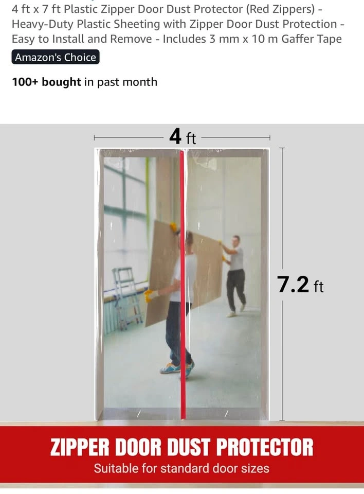 2 Pack 4’x7’ Plastic Zipper Door Dust Barrier - photo 3