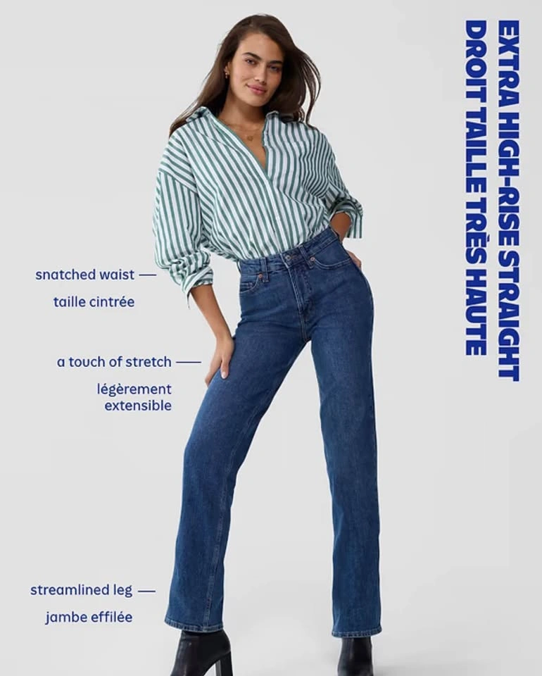 New: Old Navy Women’s Extra High Rise Sky-Hi Straight Jeans - photo 4