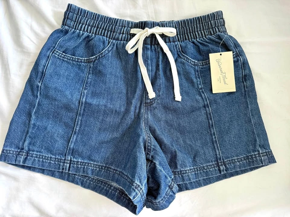 Women's High-Rise Drawstring Soft Jean Shorts - Universal Thread
