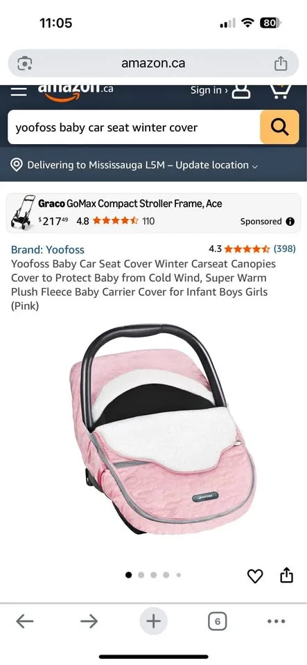 Infant car seat winter cover