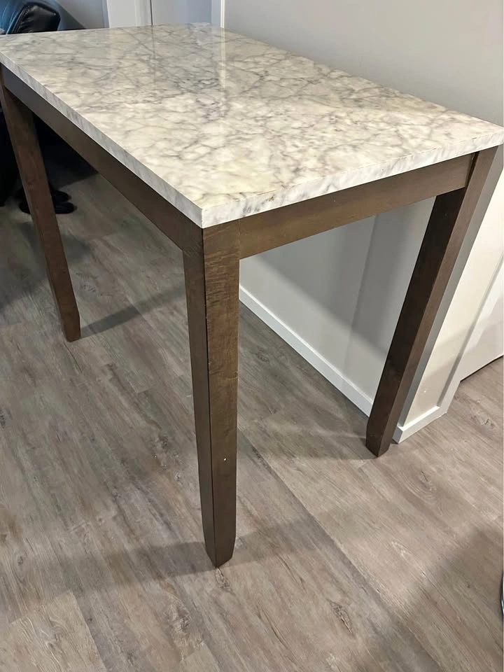Faux marble bar table with chairs