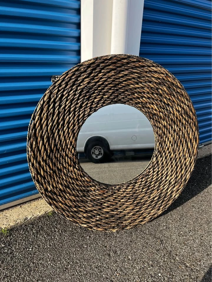 3F’11 Large Round Jute Rope Mirror - photo 2
