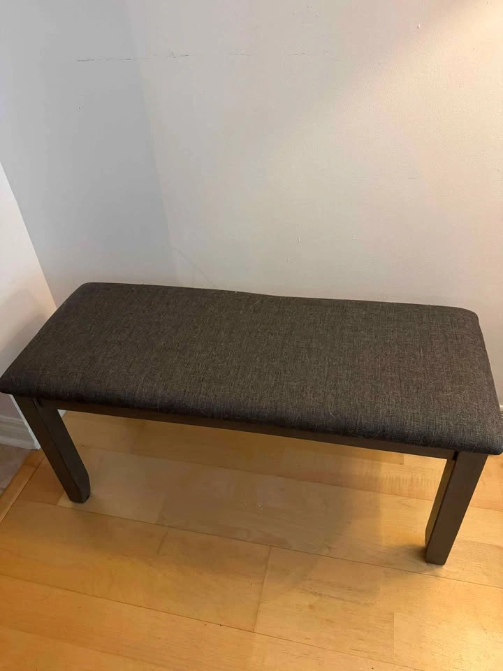 6-seater Grey Wooden Dining Table with Chairs and Bench - photo 2