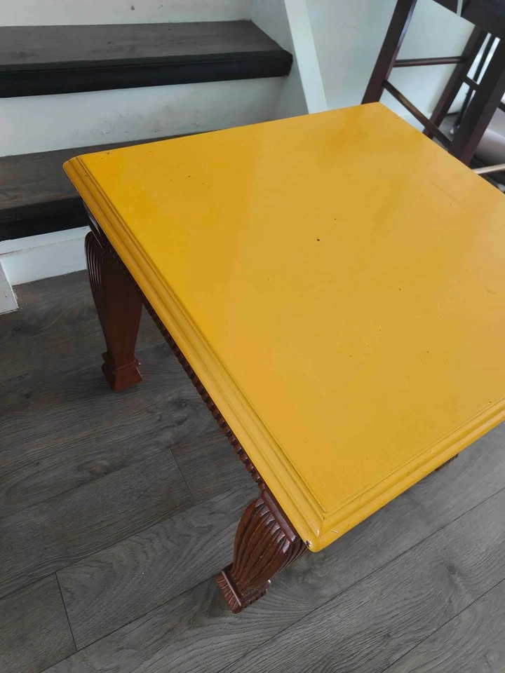 Yellow and Wood Square End Table - photo 5