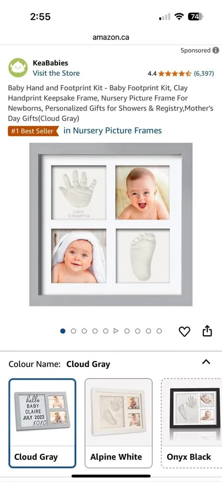 Baby handprint & footprint keepsake frame
