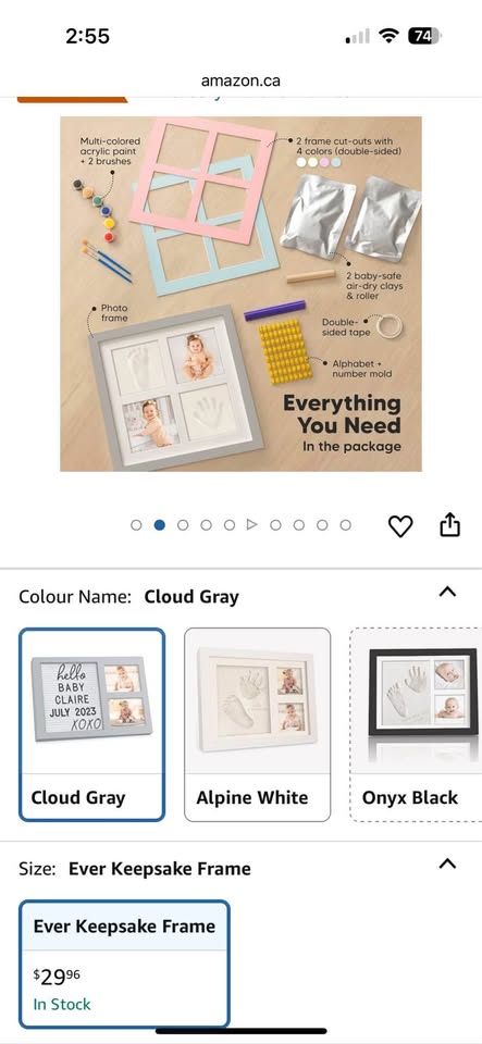 Baby handprint & footprint keepsake frame - photo 2