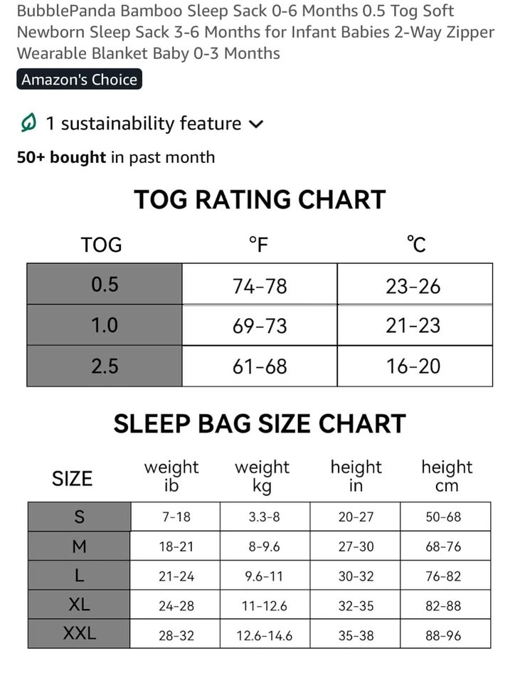 Bamboo Baby Sleep Sack 0–6M | Ultra Soft | 0.5 TOG - photo 2