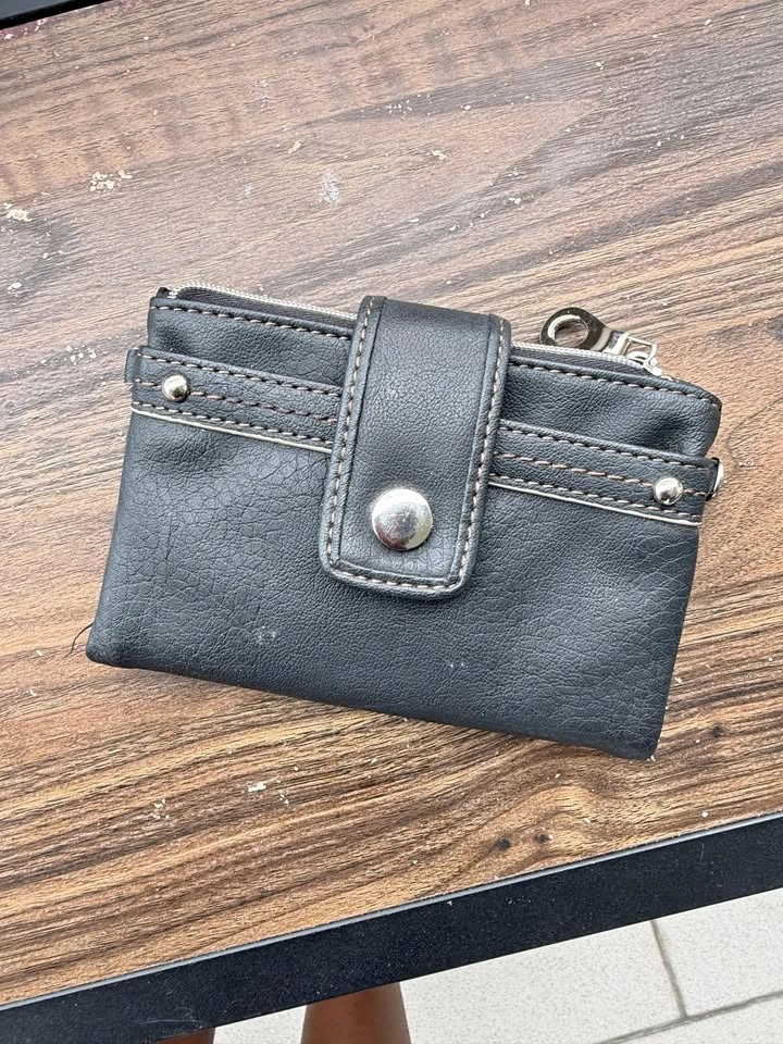 MOVING SALE- Black Leather Zip Wallet / Clip-On Coin Purse