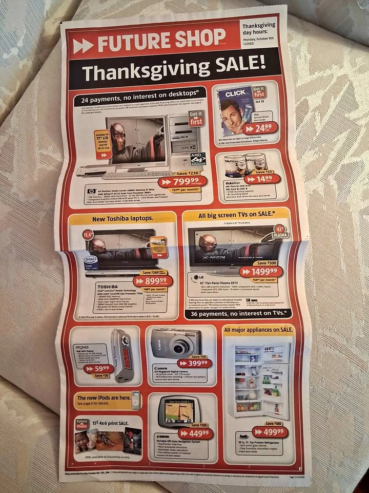 Vintage Future Shop Thanksgiving Sale Flyer Advertisement (Octob