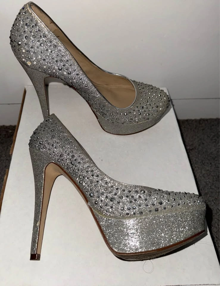 Aldo Silver Rhinestone Platform Pumps 8 - photo 2