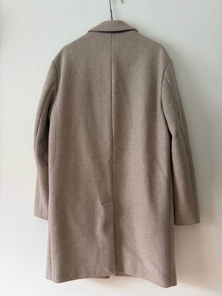 Zara Men’s Classic Wool-Blend Overcoat - Camel / Oatmeal - photo 2