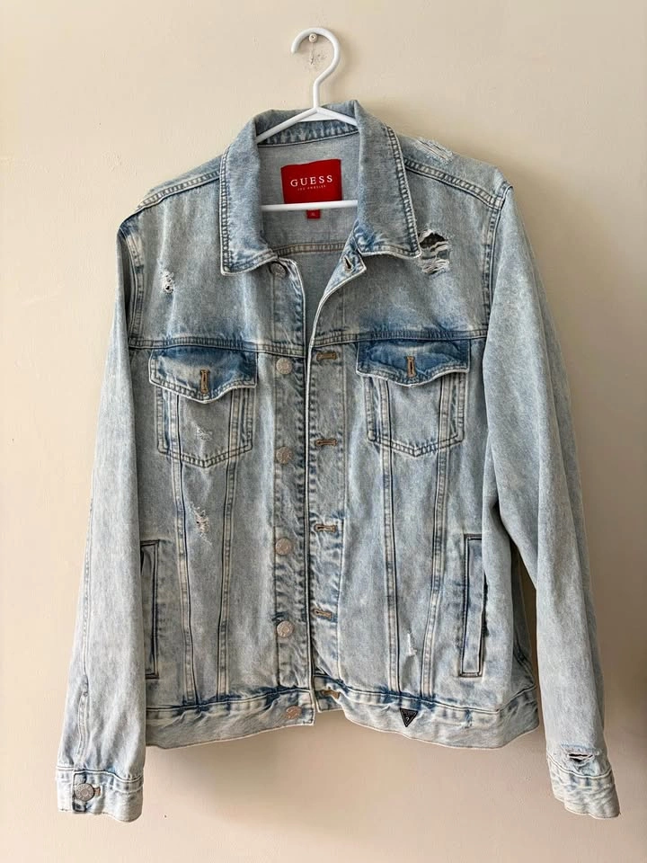GUESS Distressed Denim Jacket - Light Wash