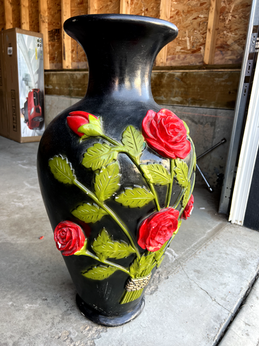 Vintage Ceramic Vase Red Rose 29 inch Tall - photo 2